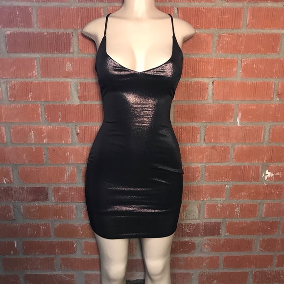 🌺Backless Shine Chocolate Mini Dress - Picture 2 of 6